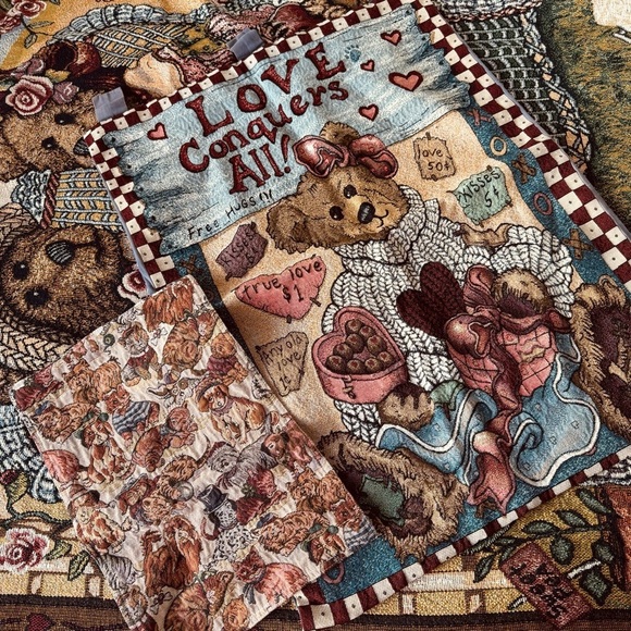 VINTAGE DEAD STOCK ๐ Boyds Bears & Friends Tapestry Blanket - Picture 2 of 8
